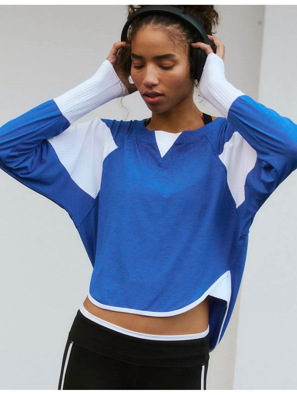 Free People Movement Spotlight Long Sleeve Layer Top Size Small Blue